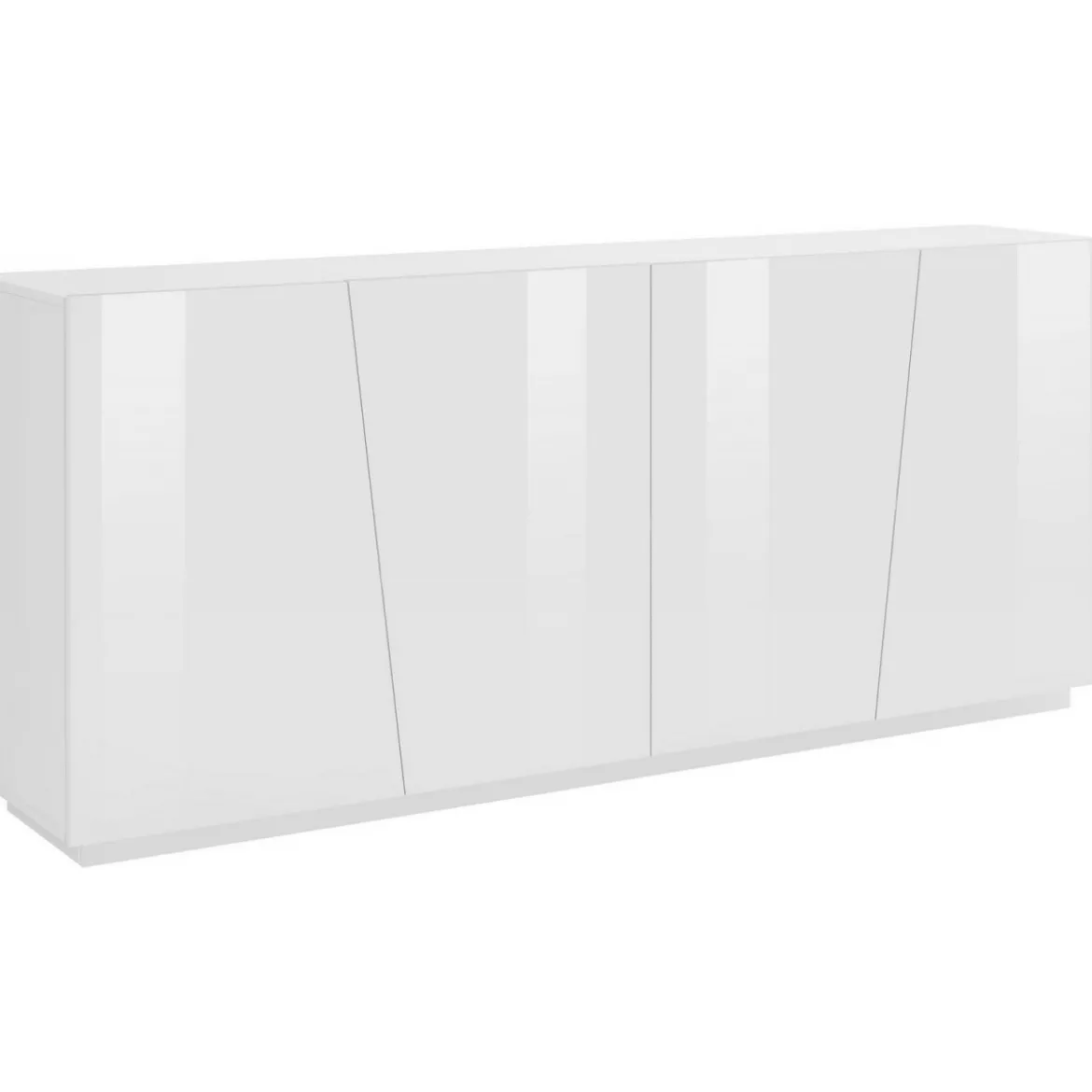 Mobile Credenza Moderna 200 cm Basso con 4 Ante per Soggiorno Bianco Lucido