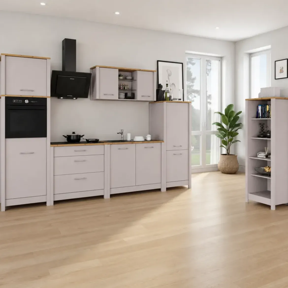 Mobile da Cucina per Lavello Lavastoviglie Modulare Beige Rovere 2 Ante