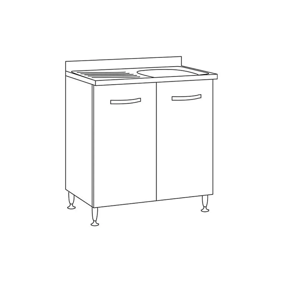Mobile da cucina Sotto Lavello 2 Ante 80 cm Senza Lavello in Legno Bianco Basso