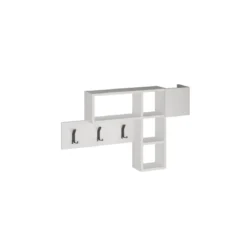 Mobile da Ingresso a Muro Ganci Appendiabiti Ripiani Parete in Legno Bianco
