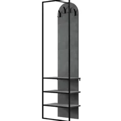 Mobile da Ingresso Appendiabiti Scarpiera Grigio 4 Ganci 3 Ripiani