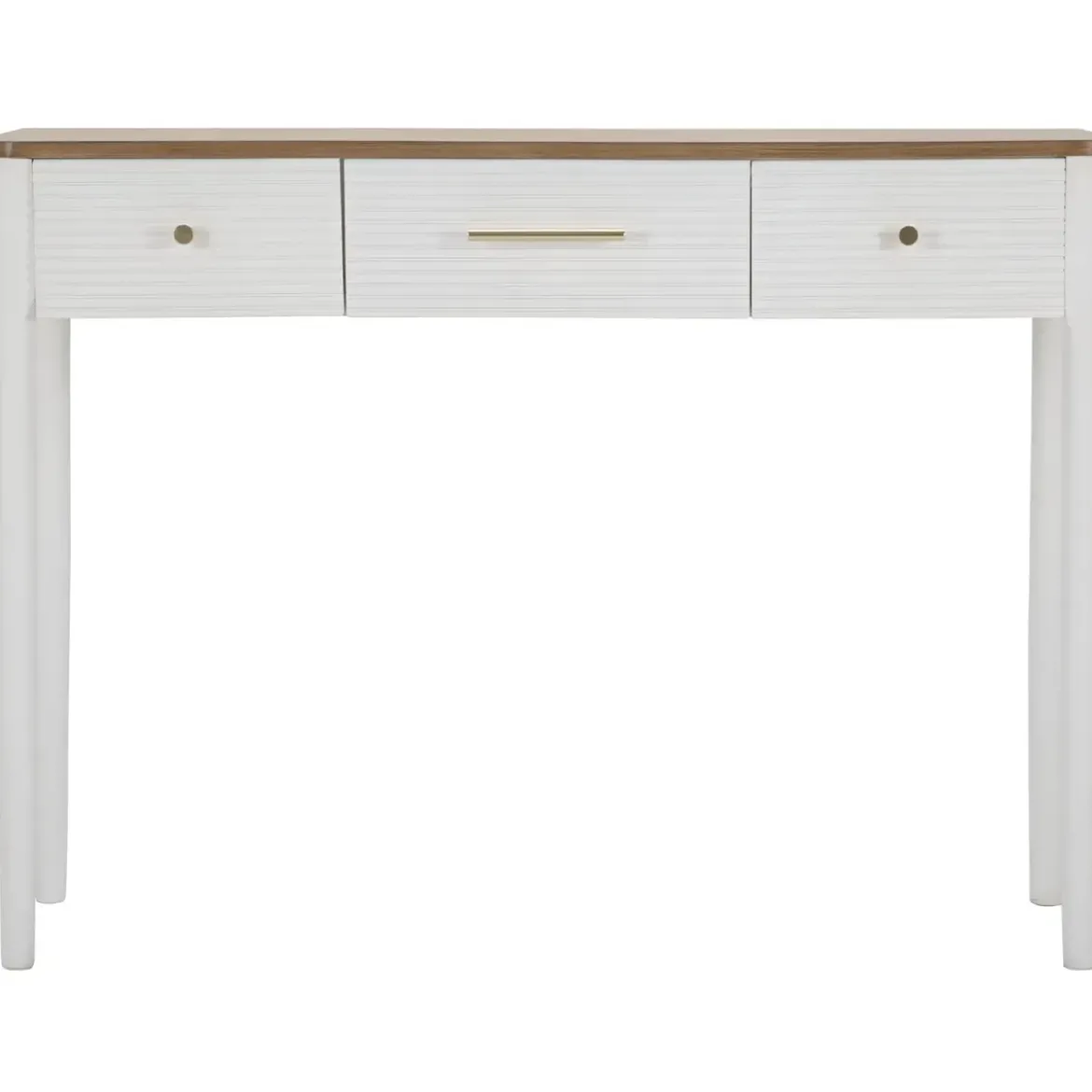 Mobile da Ingresso in Legno Bianco con 3 Cassetti Piano Marrone