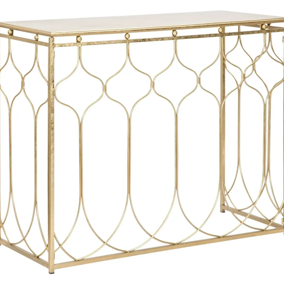 Mobile da Ingresso in Metallo Oro 96,5x41x78 cm Moderno Geometrico