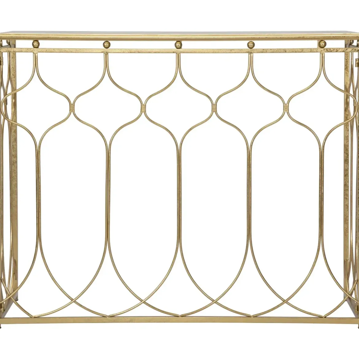 Mobile da Ingresso in Metallo Oro 96,5x41x78 cm Moderno Geometrico