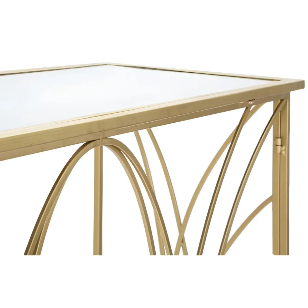 Mobile da Ingresso Metallo Oro Vetro Specchiato 120x40x80 cm Moderno