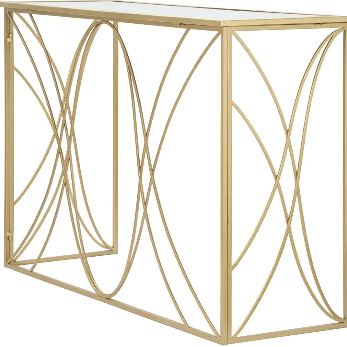 Mobile da Ingresso Metallo Oro Vetro Specchiato 120x40x80 cm Moderno