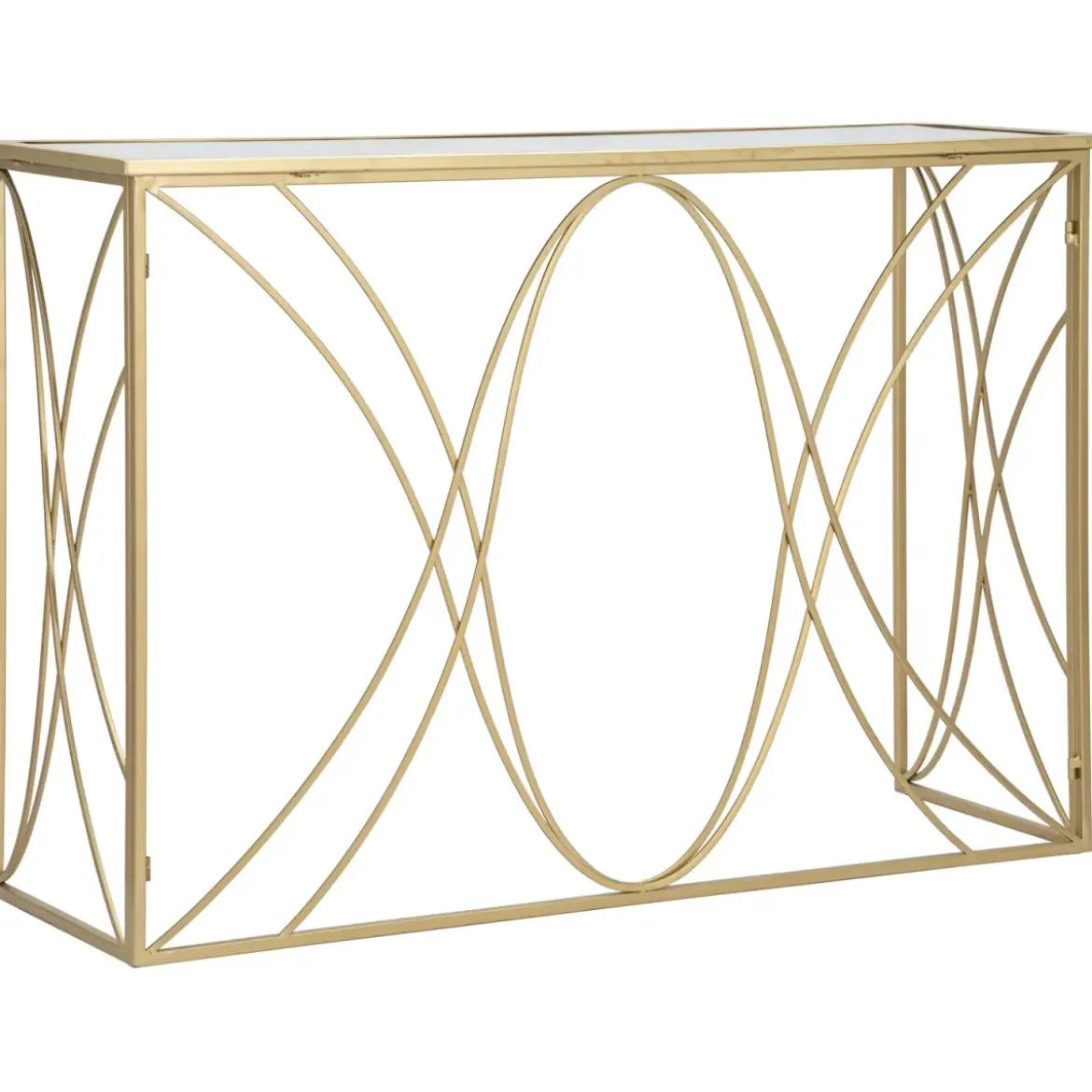 Mobile da Ingresso Metallo Oro Vetro Specchiato 120x40x80 cm Moderno