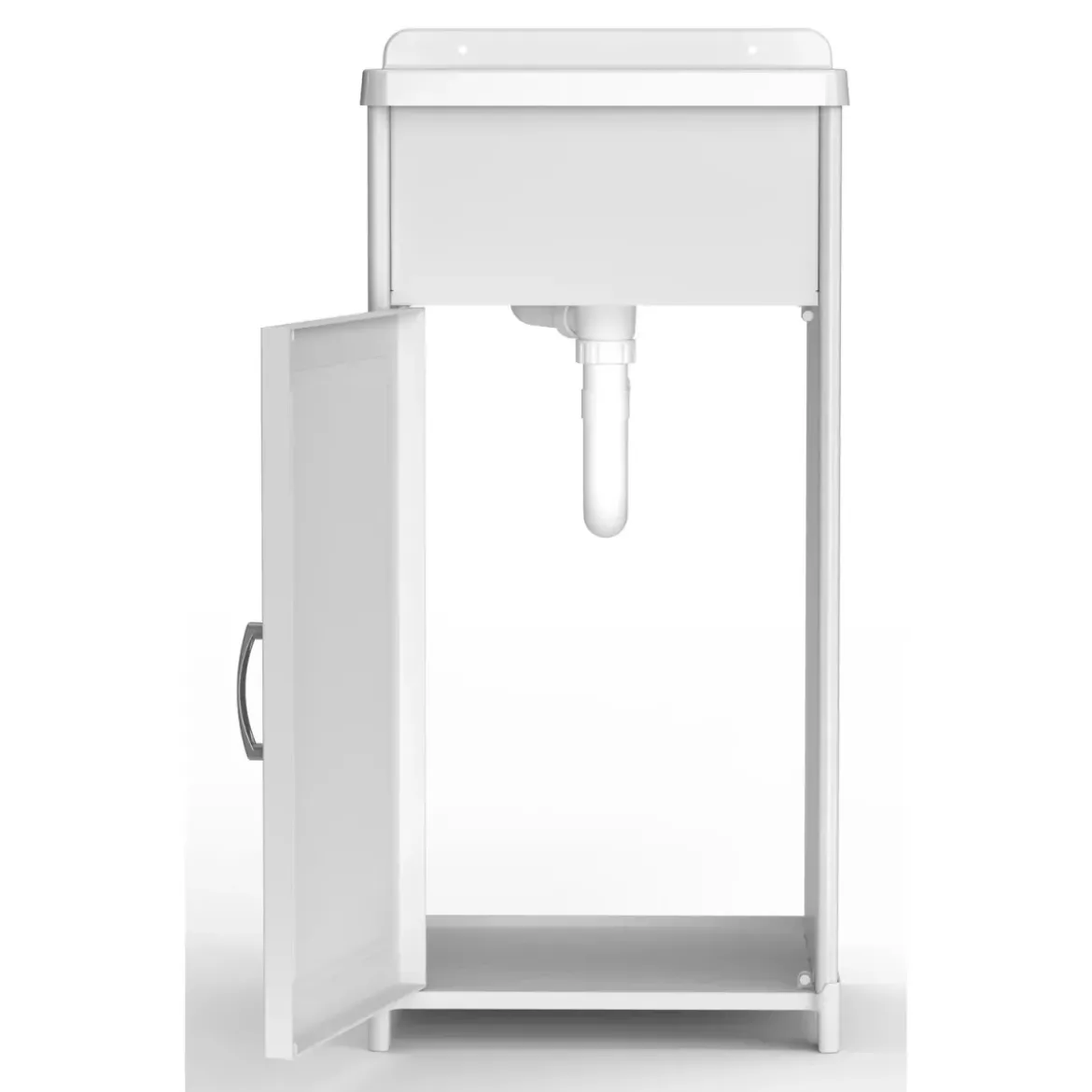 Mobile Lavanderia Compatto in Resina con Pilozzo Bianco 41x37x85 cm