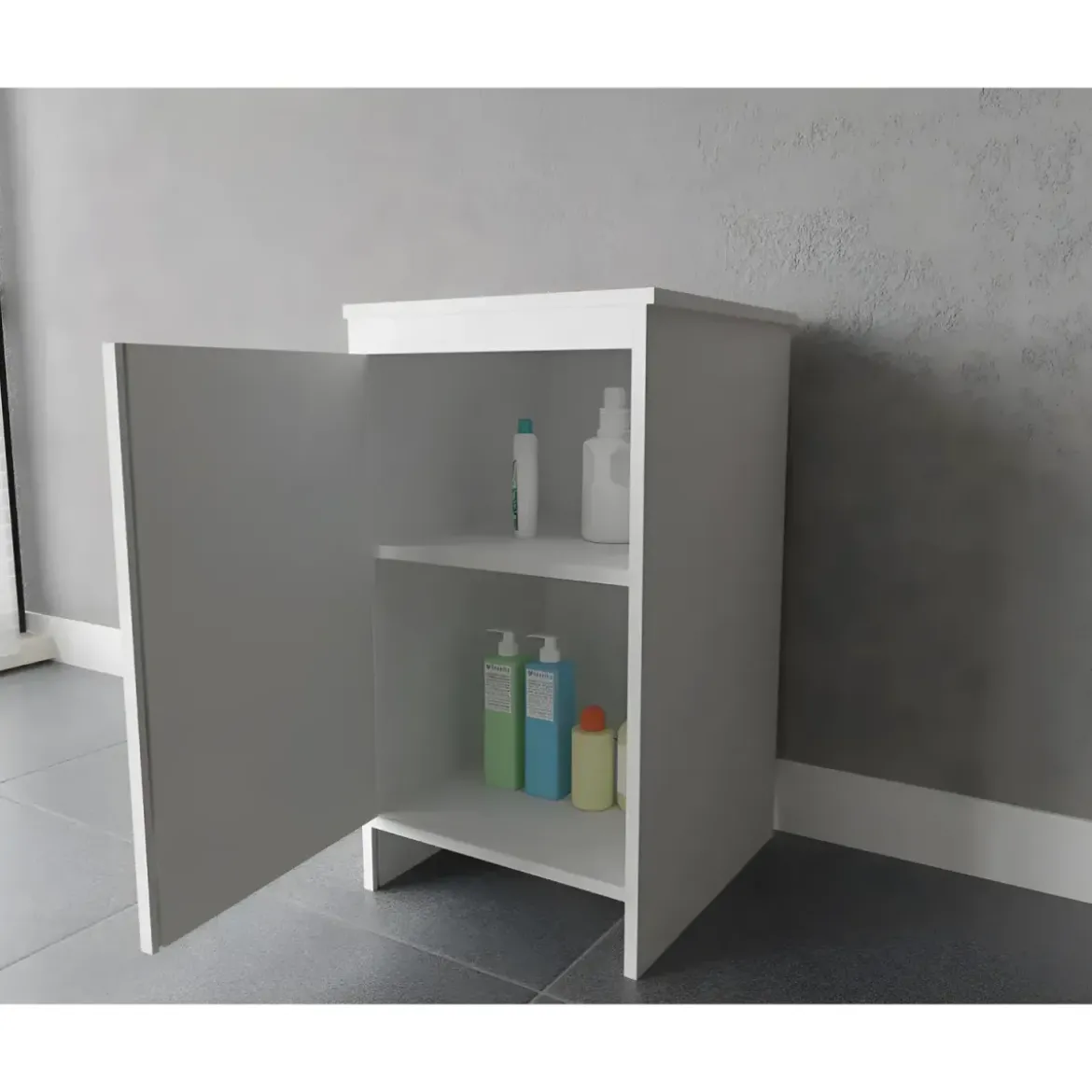 Mobile Lavanderia 46,5x49x84 cm PVC 1 Anta Bianco Salvaspazio