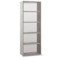 Mobile Libreria Alta Grigio Cemento 5 Ripiani Ufficio Scaffale Bambini Moderna