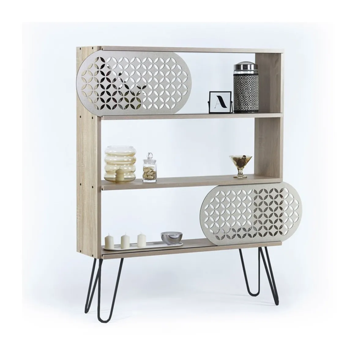 Mobile Libreria Slim Rovere Ripiani Moderna Mensole Scaffali Salvaspazio Ufficio