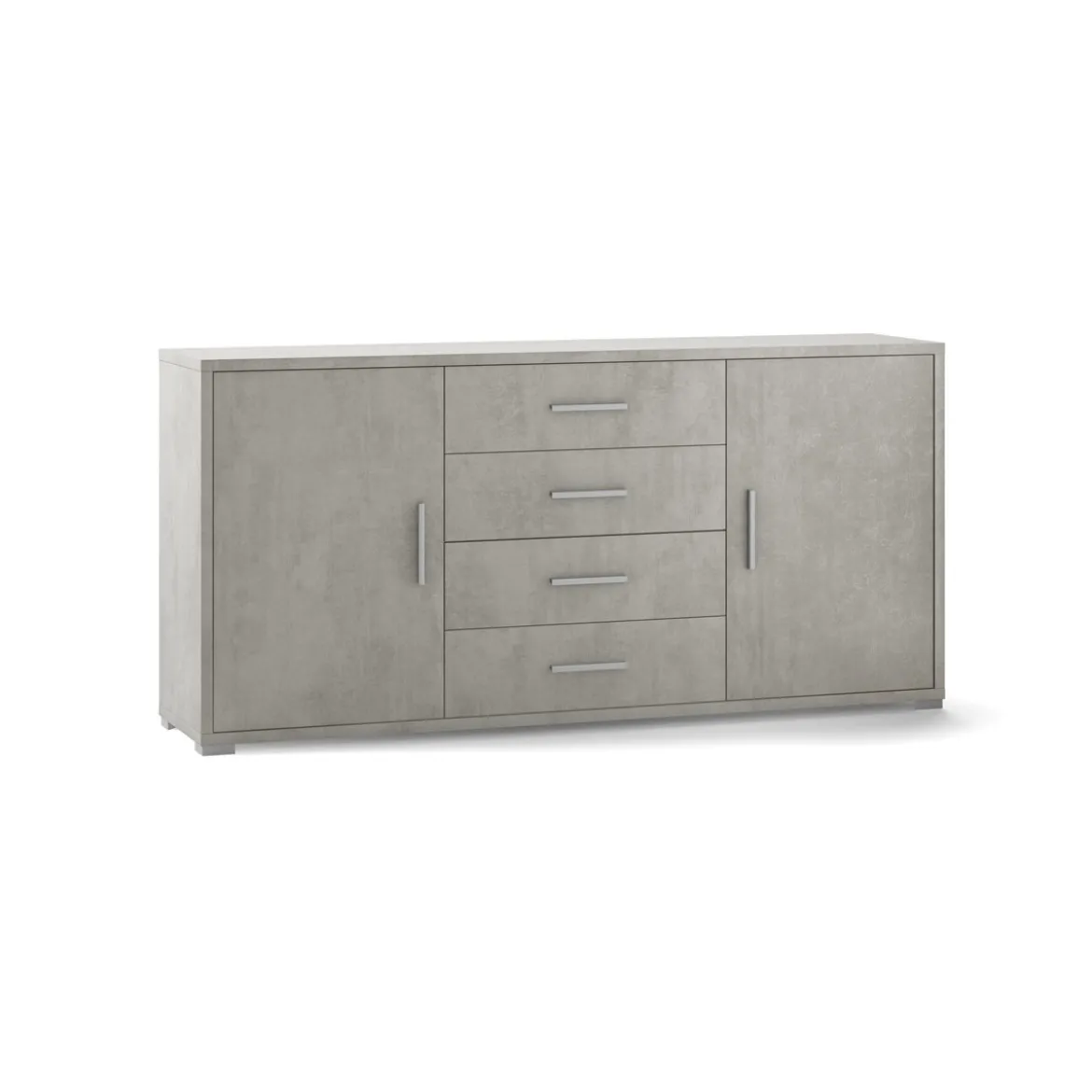 Mobile Madia 2 Ante 4 Cassetti Grigio Contenitore Buffet Credenza Tv Soggiorno