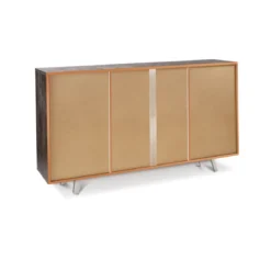 Mobile Madia 3 Ante 3 Cassetti Ossido Nero Bianco Soggiorno Credenza