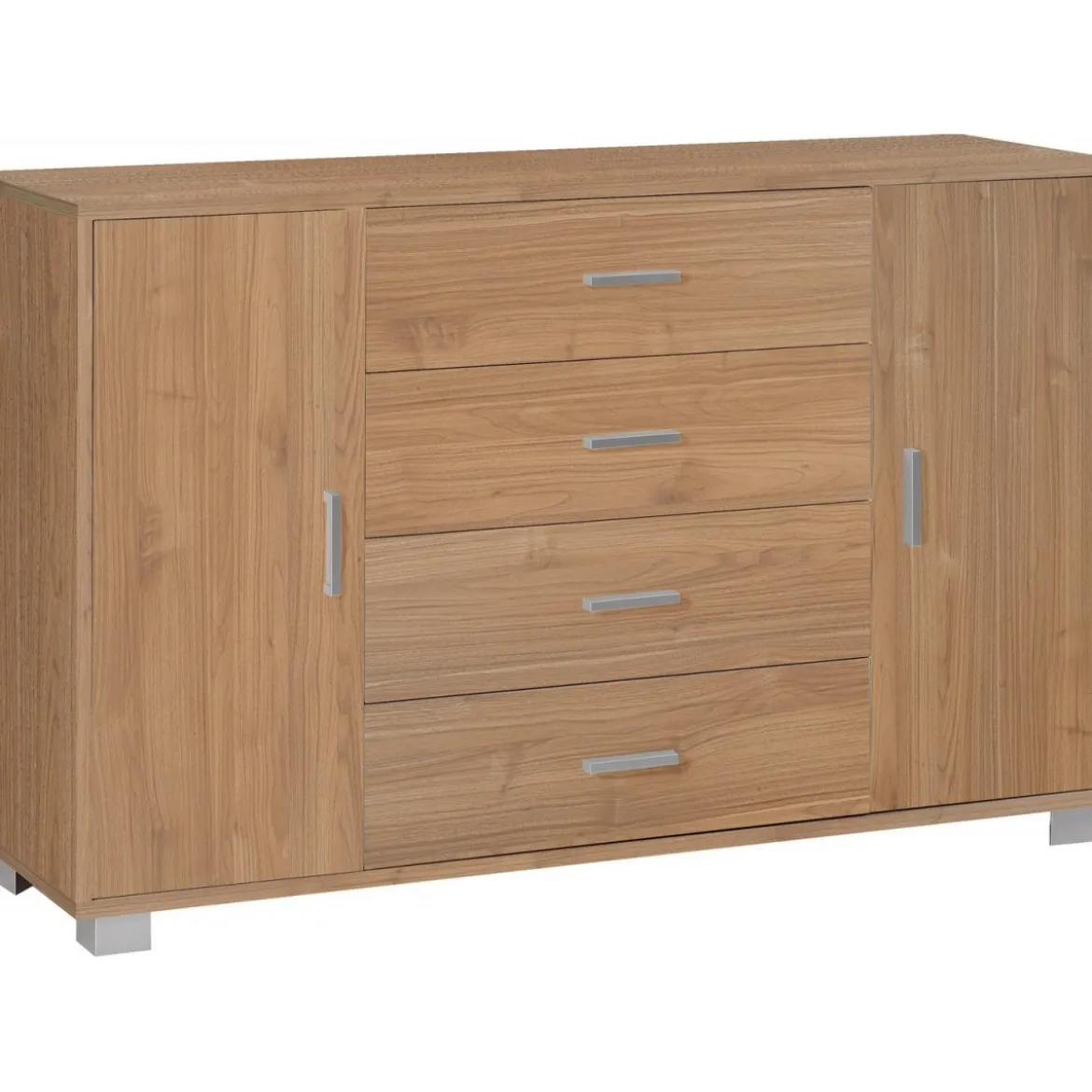 Mobile Madia Noce Credenza 2 Ante 4 Cassetti Contenitore Salotto Ufficio