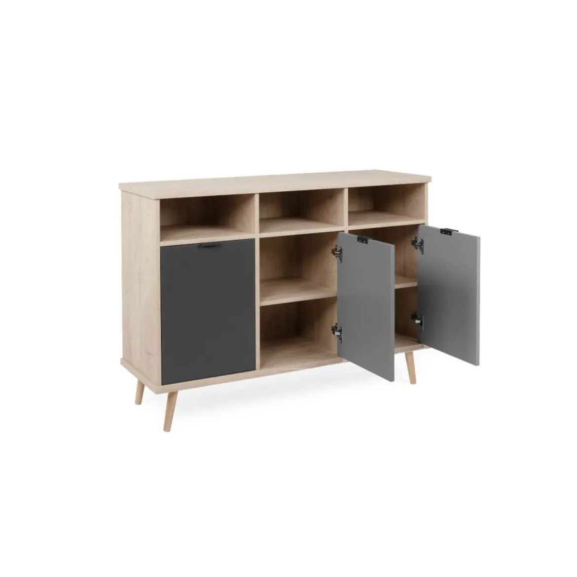 Mobile 120 Madia Rovere 3 Ante Grigio Rovere Porta Tv Buffet Credenza da Salotto