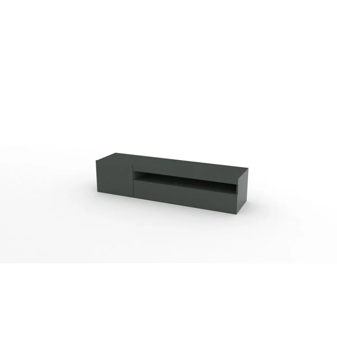 Mobile Moderno Porta TV 155 Basso Antracite Soggiorno Anta Ribalta Legno