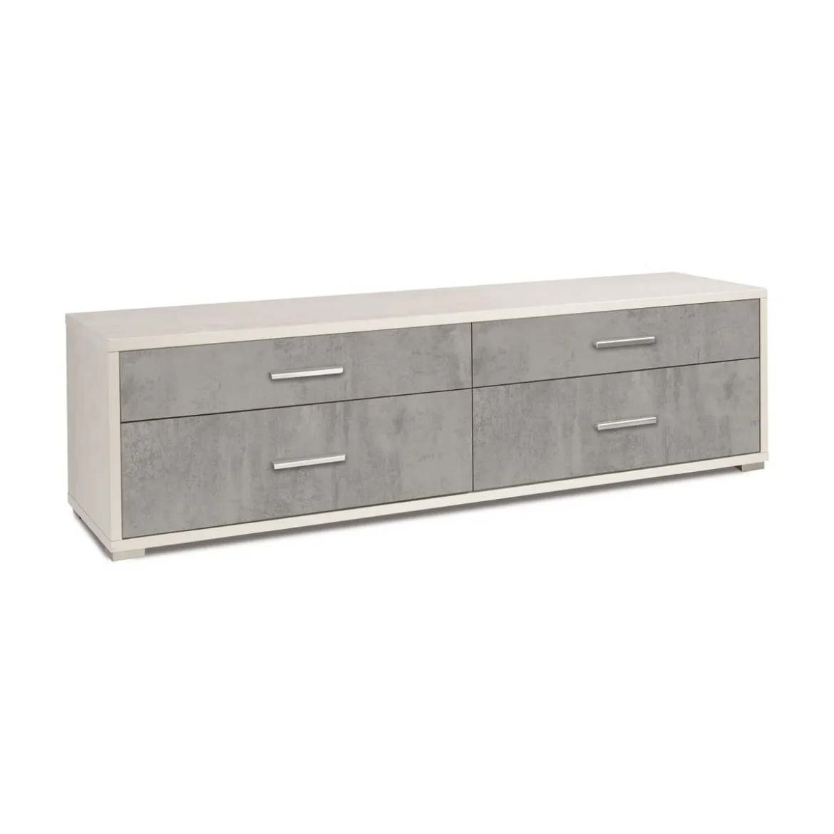 Mobile Moderno Porta TV 180 4 Cassetti Ossido Bianco Cemento da Soggiorno Basso