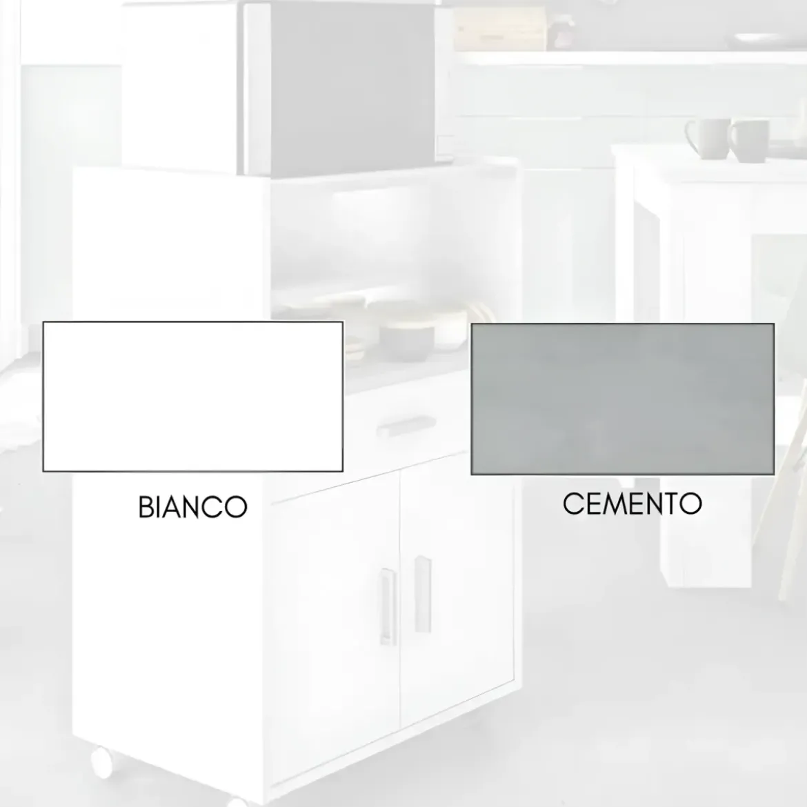 Mobile Portaforno con Ruote Legno Bianco Salvaspazio Cassetto 2 Ante