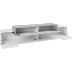 Mobile Porta TV Basso con Ante a Ribalta 240 Bianco Cemento Credenza Salone
