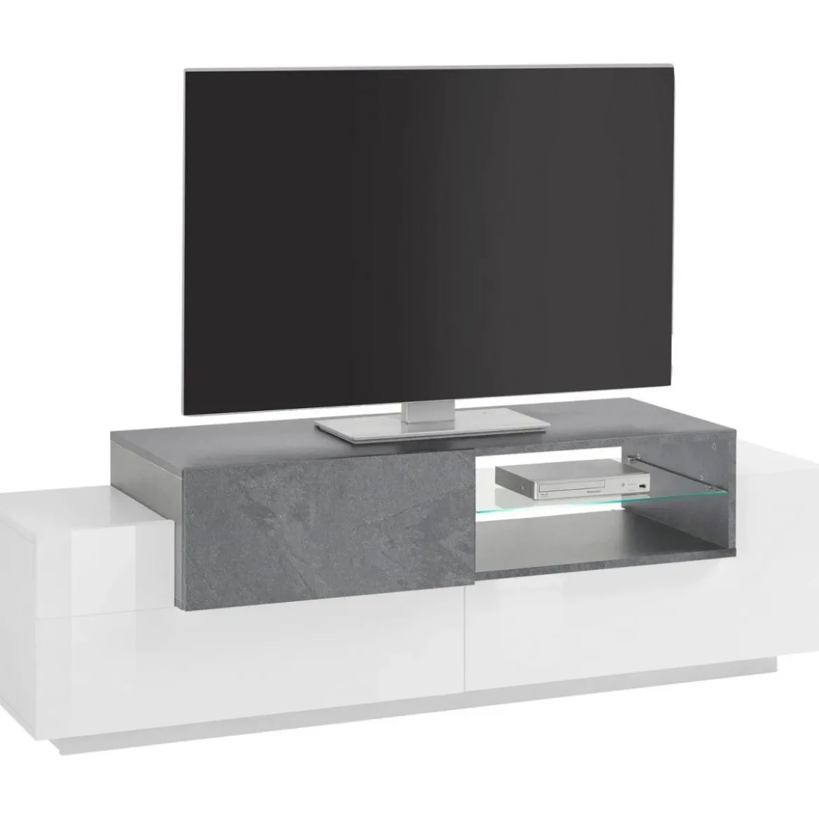 Mobile Porta TV Bianco Ardesia 160 cm Madia Bassa per Soggiorno