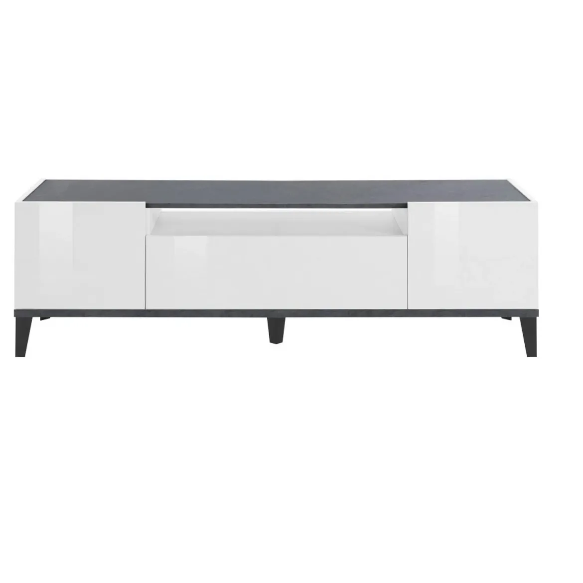 Mobile Porta TV Bianco Laccato Ardesia 160 cm Madia Bassa per Soggiorno