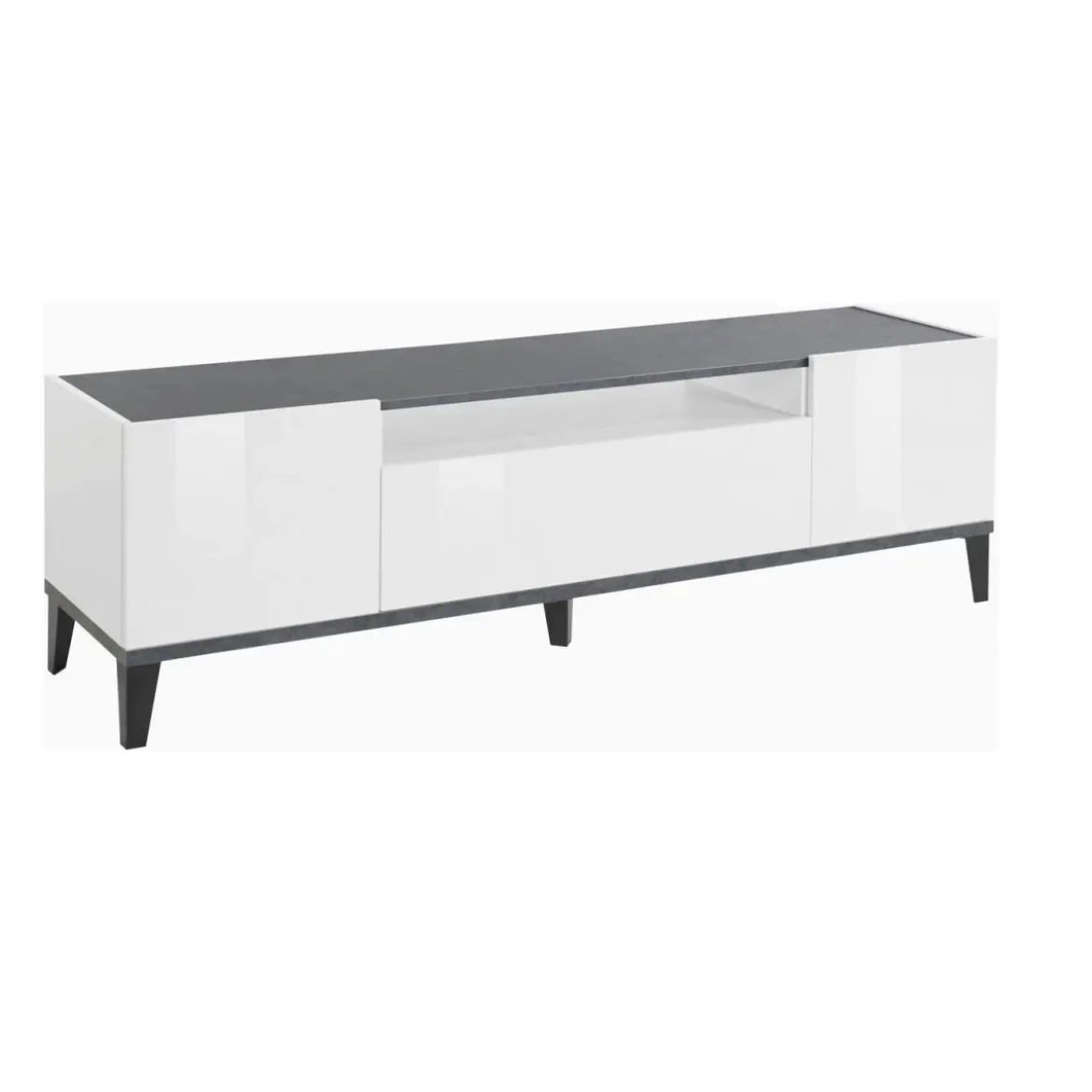Mobile Porta TV Bianco Laccato Ardesia 160 cm Madia Bassa per Soggiorno