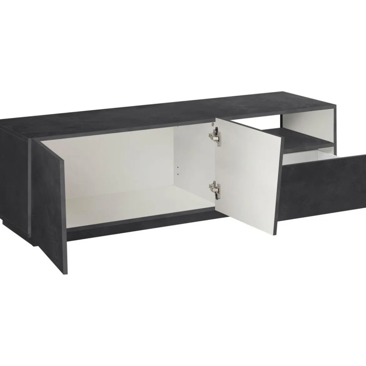 Mobile Porta TV Madia 150 cm Bassa con 2 Ante per Soggiorno Ardesia