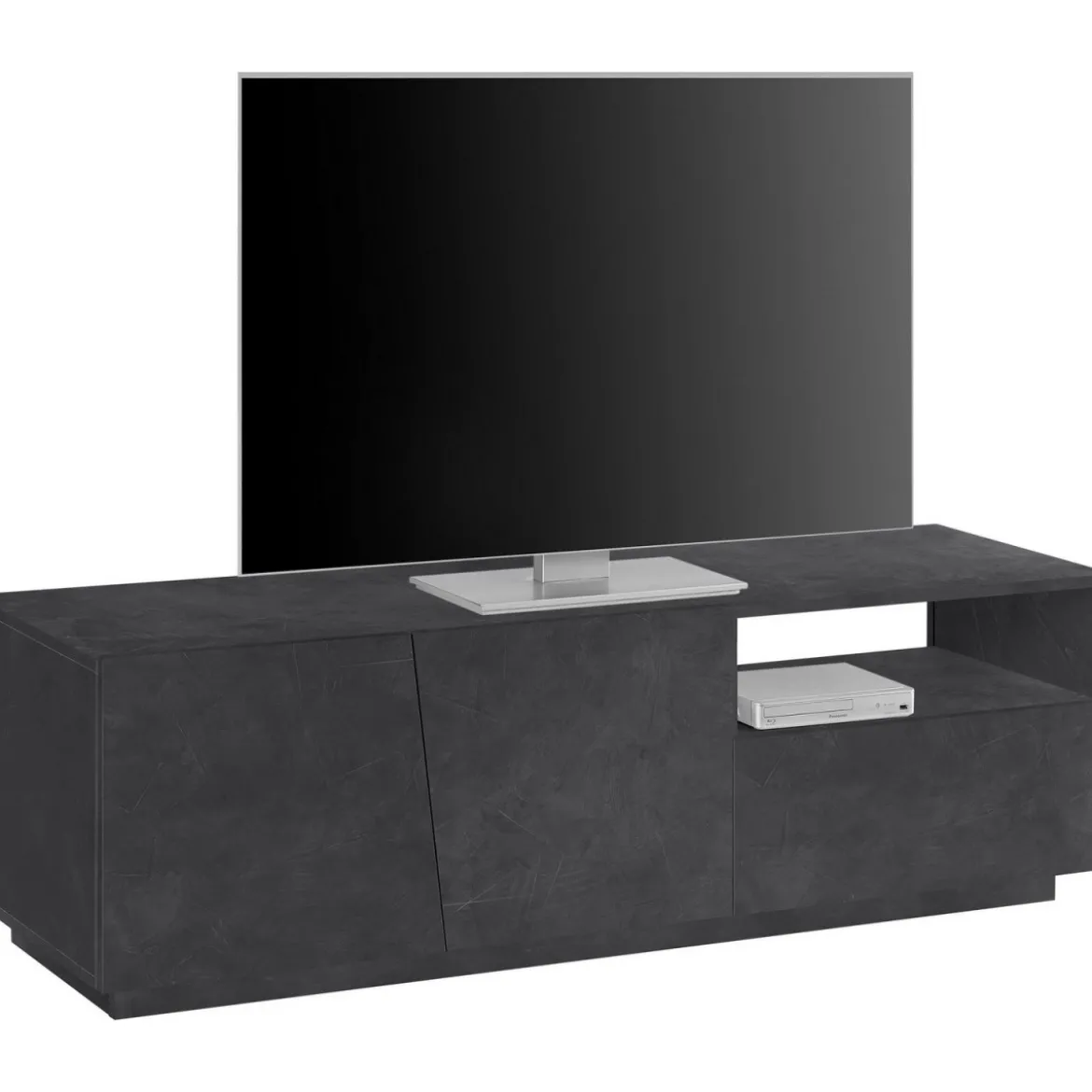 Mobile Porta TV Madia 150 cm Bassa con 2 Ante per Soggiorno Ardesia