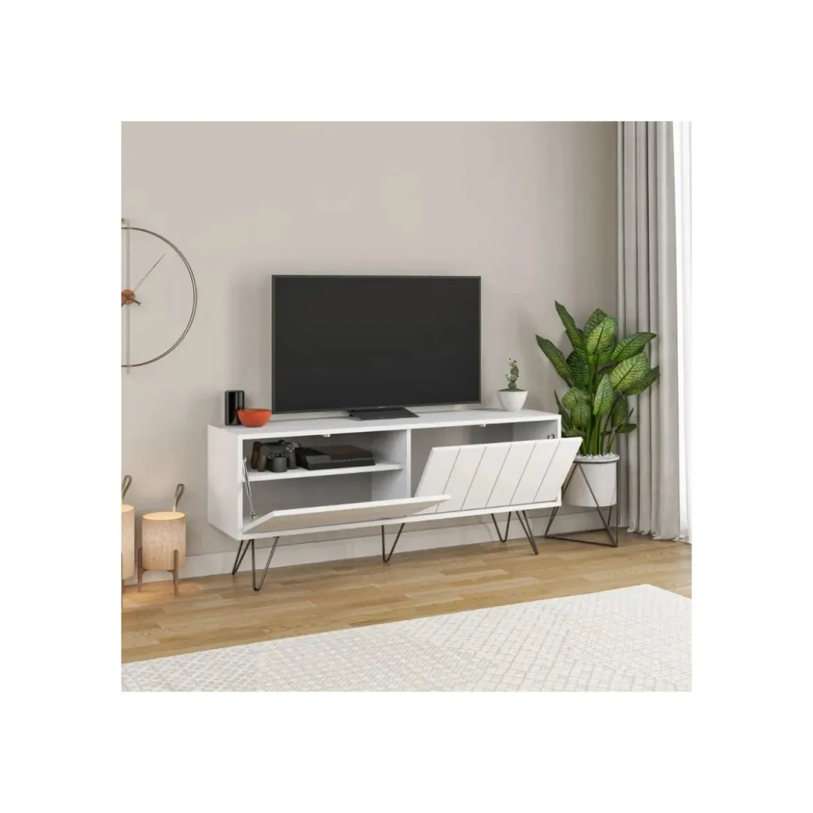 Mobile Porta Tv per Soggiorno 2 Ante Bianco 139x36x57 cm