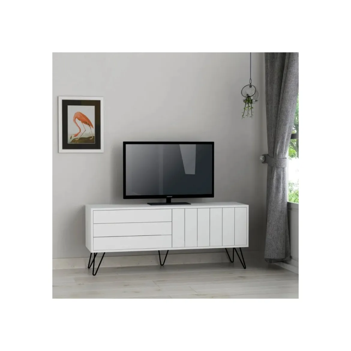 Mobile Porta Tv per Soggiorno 2 Ante Bianco 139x36x57 cm