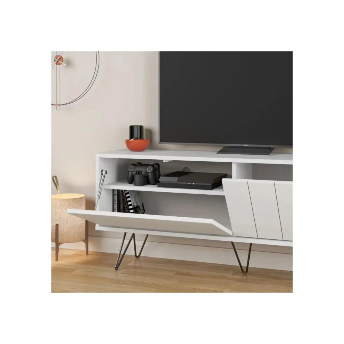 Mobile Porta Tv per Soggiorno 2 Ante Bianco 139x36x57 cm