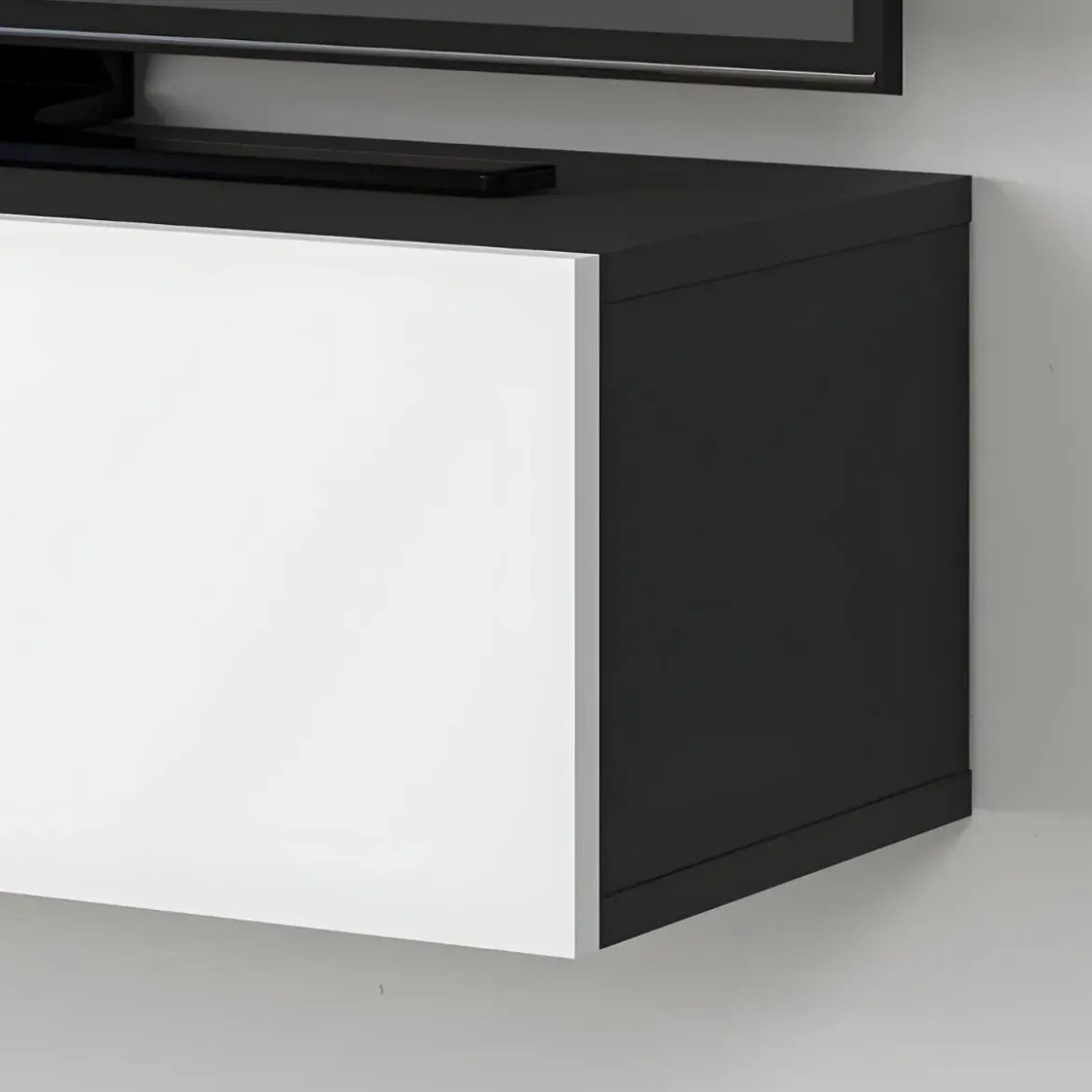 Mobile Porta TV Sospeso Bianco Antracite con Ante a Ribalta Salvaspazio