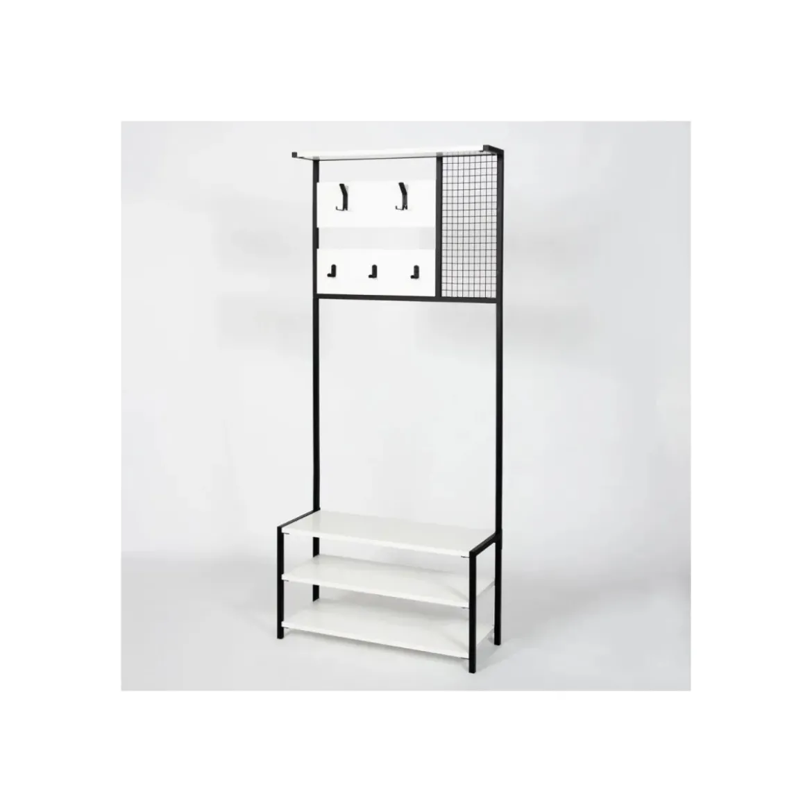 Mobile Scaffale Ingresso Bianco con Appendiabiti 78x30x182 cm