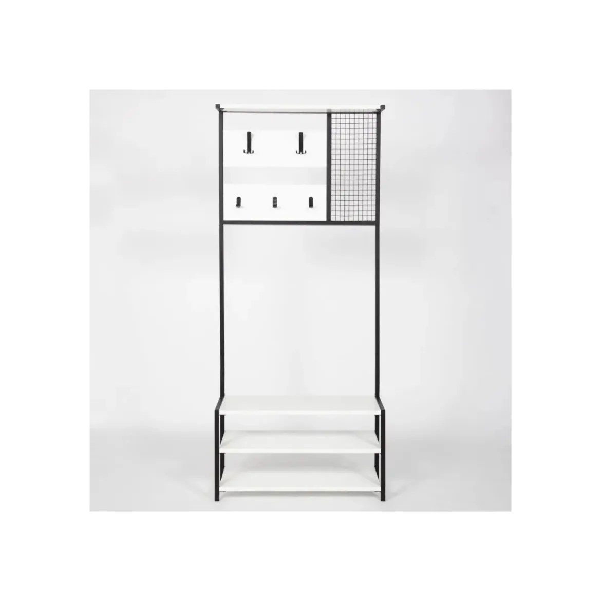 Mobile Scaffale Ingresso Bianco con Appendiabiti 78x30x182 cm