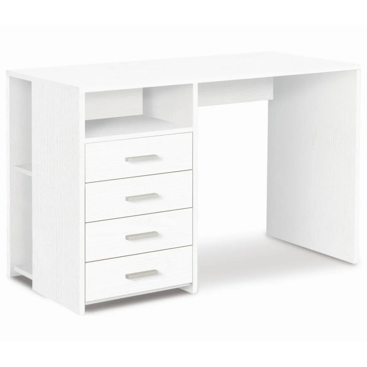 Mobile Scrivania 120 cm Bianco con Cassettiera Grande Ufficio Cameretta