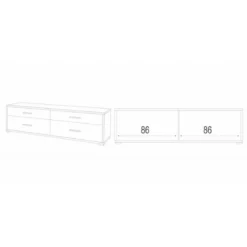 Mobile TV 4 Cassetti Moderno Credenza 180 Bianco Noce Cassettiera Legno