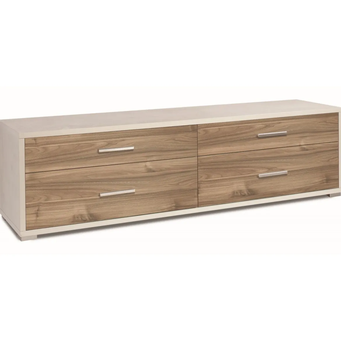 Mobile TV 4 Cassetti Moderno Credenza 180 Bianco Noce Cassettiera Legno