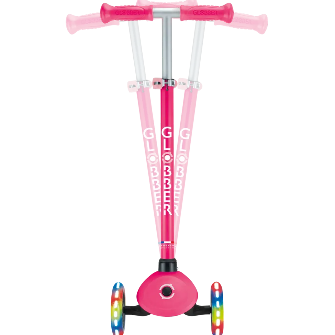 Monopattino a 3 Ruote per Bambini Fucsia Manubrio Regolabile 50kg