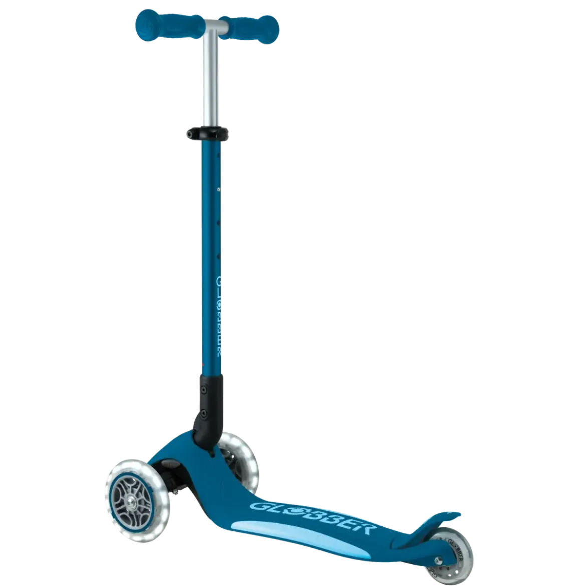 Monopattino per Bambini a 3 Ruote Blu Petrolio con Luci LED Regolabile