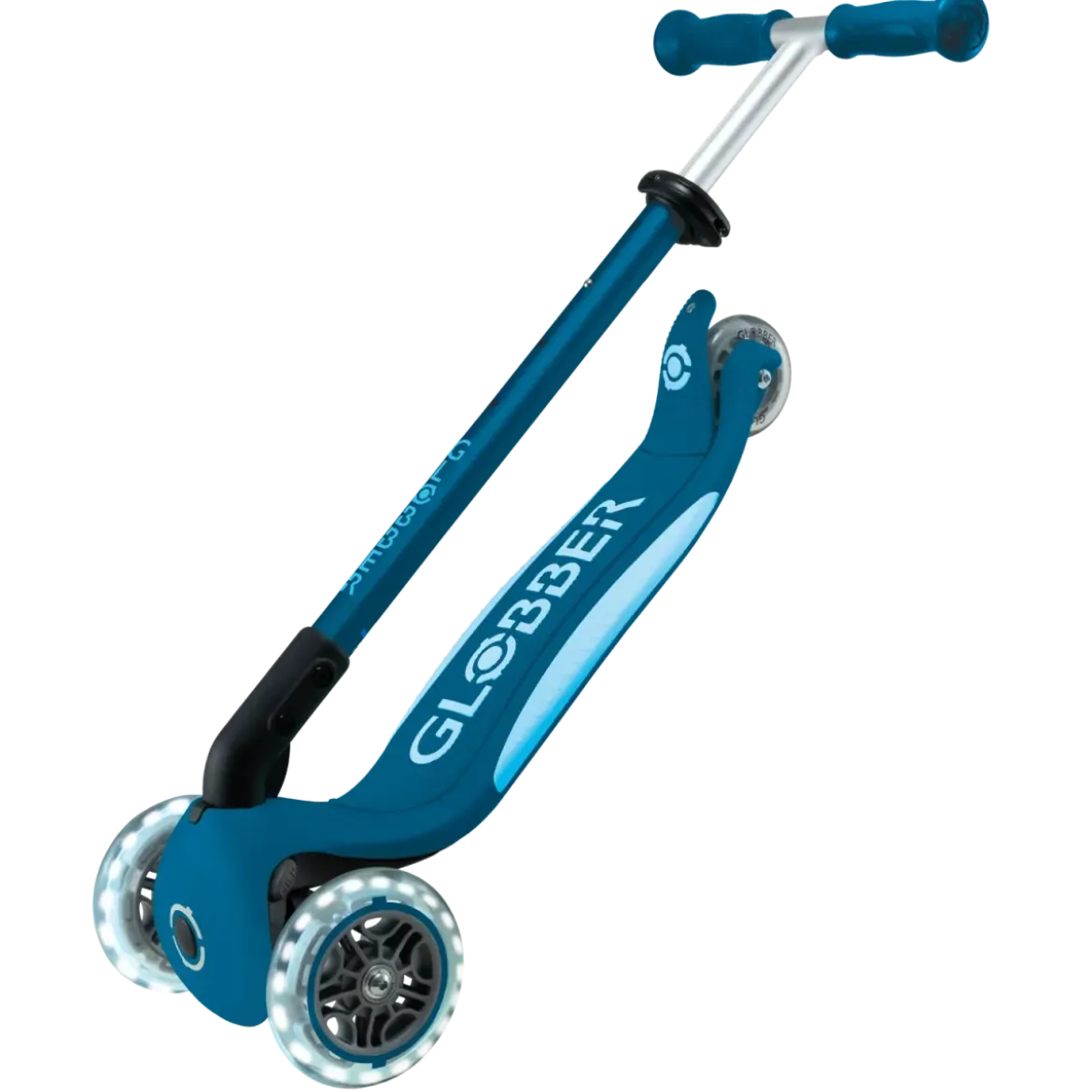 Monopattino per Bambini a 3 Ruote Blu Petrolio con Luci LED Regolabile