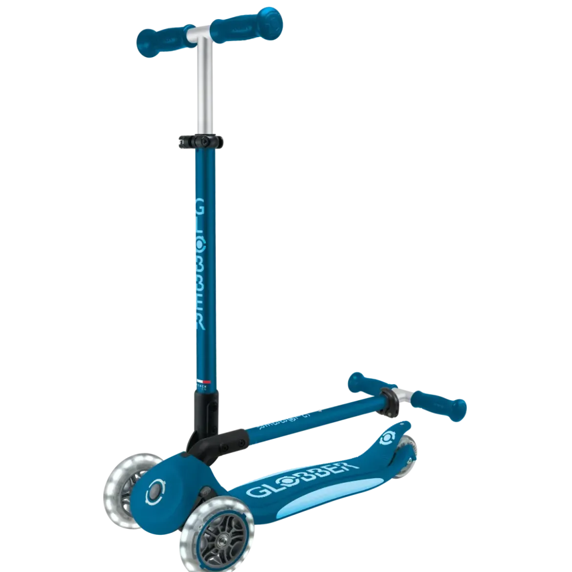 Monopattino per Bambini a 3 Ruote Blu Petrolio con Luci LED Regolabile