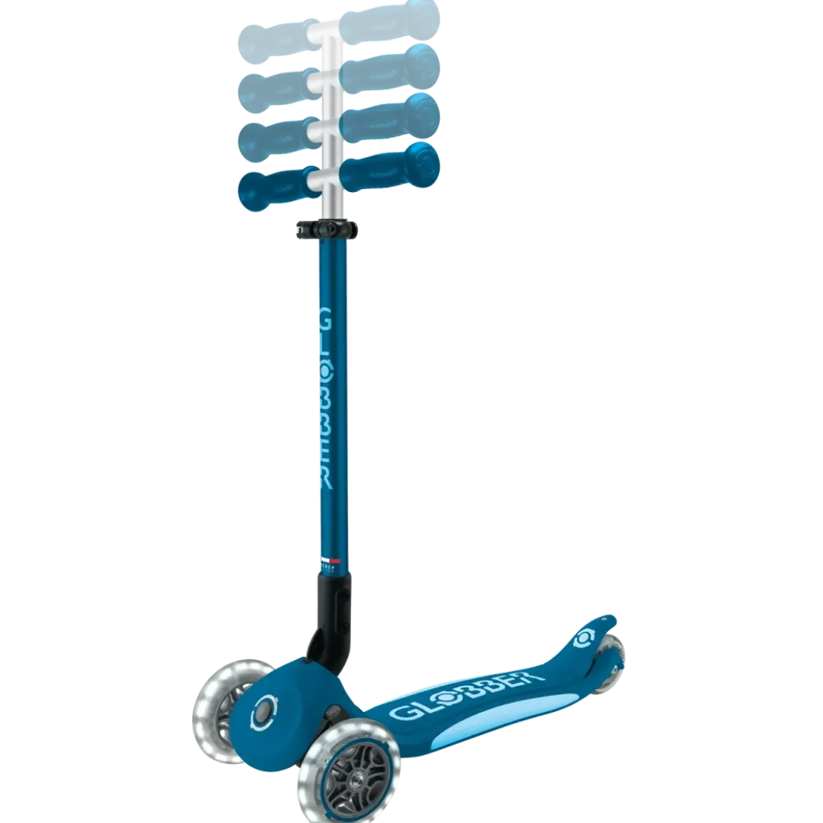 Monopattino per Bambini a 3 Ruote Blu Petrolio con Luci LED Regolabile