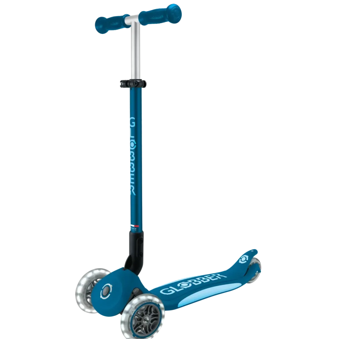 Monopattino per Bambini a 3 Ruote Blu Petrolio con Luci LED Regolabile