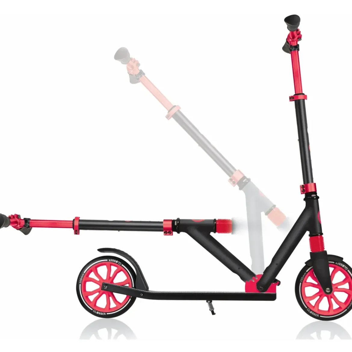 Monopattino per Bambini 8+ Nero Rosso con Ruote Grandi Fino a 100 kg