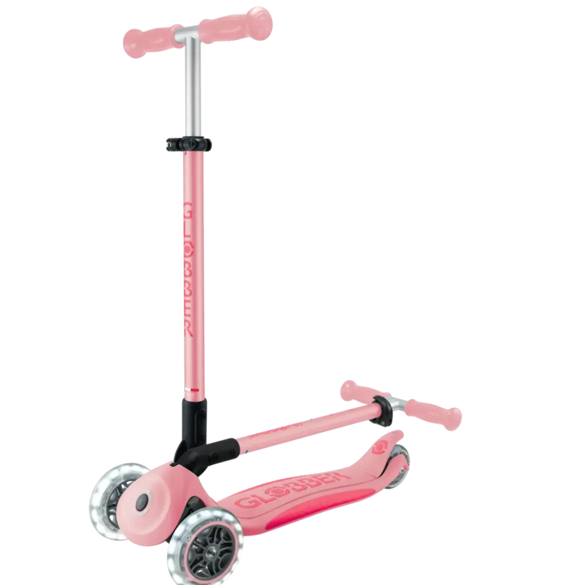Monopattino per Bambini 3 Ruote Rosa Pastello con Luci LED Regolabile