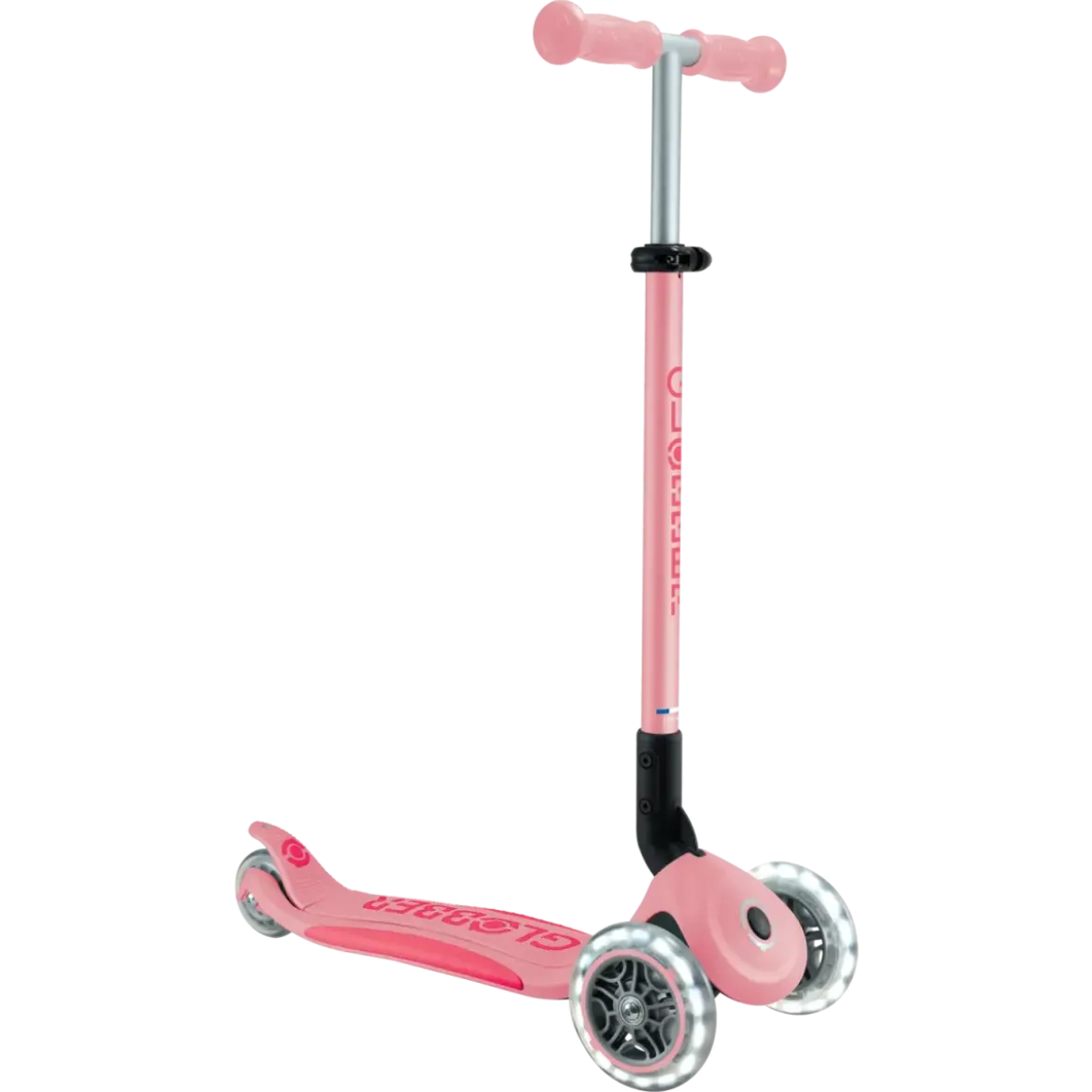 Monopattino per Bambini 3 Ruote Rosa Pastello con Luci LED Regolabile
