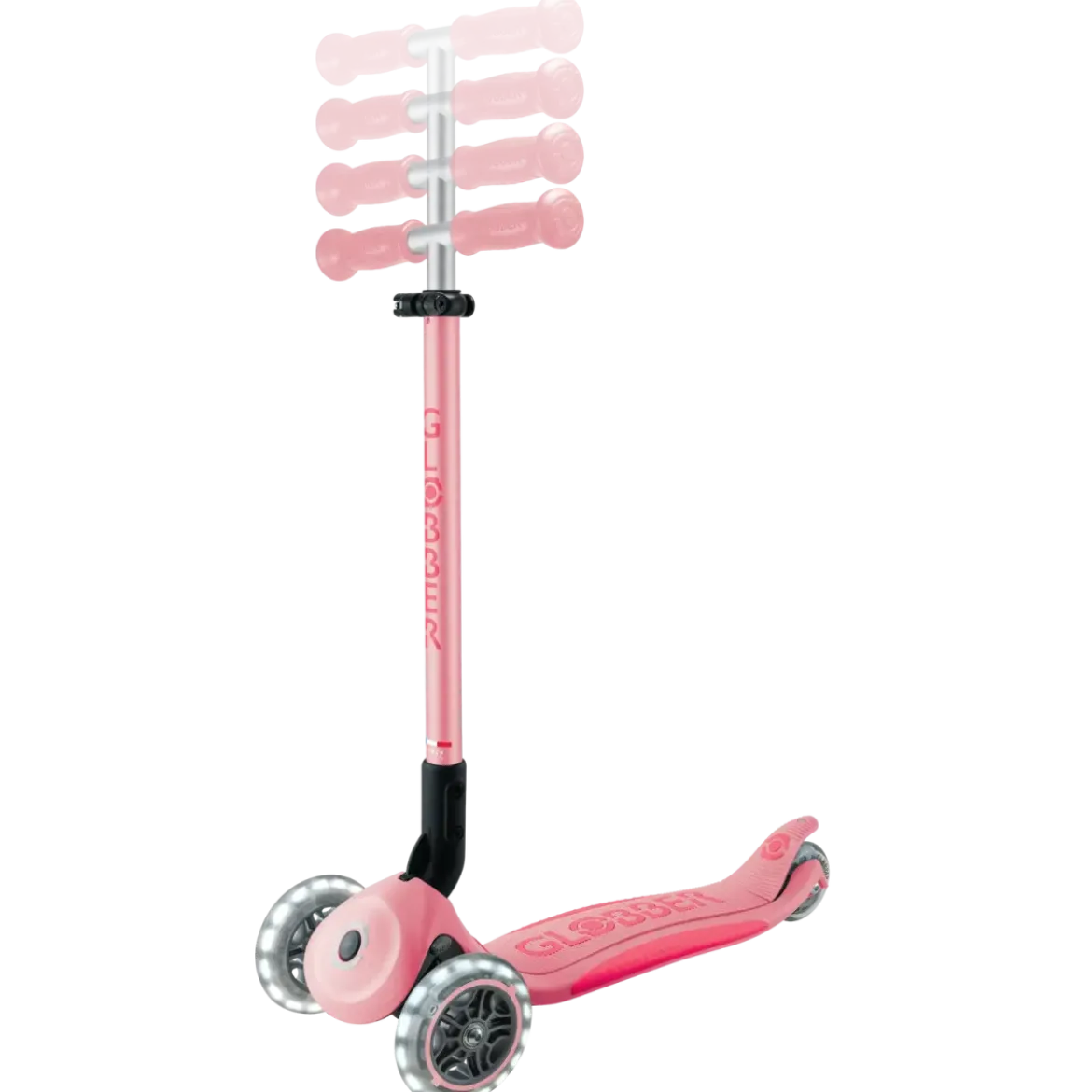 Monopattino per Bambini 3 Ruote Rosa Pastello con Luci LED Regolabile