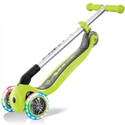 Monopattino Pieghevole con Luci Scooter Verde Lime Regolabile per Bambino
