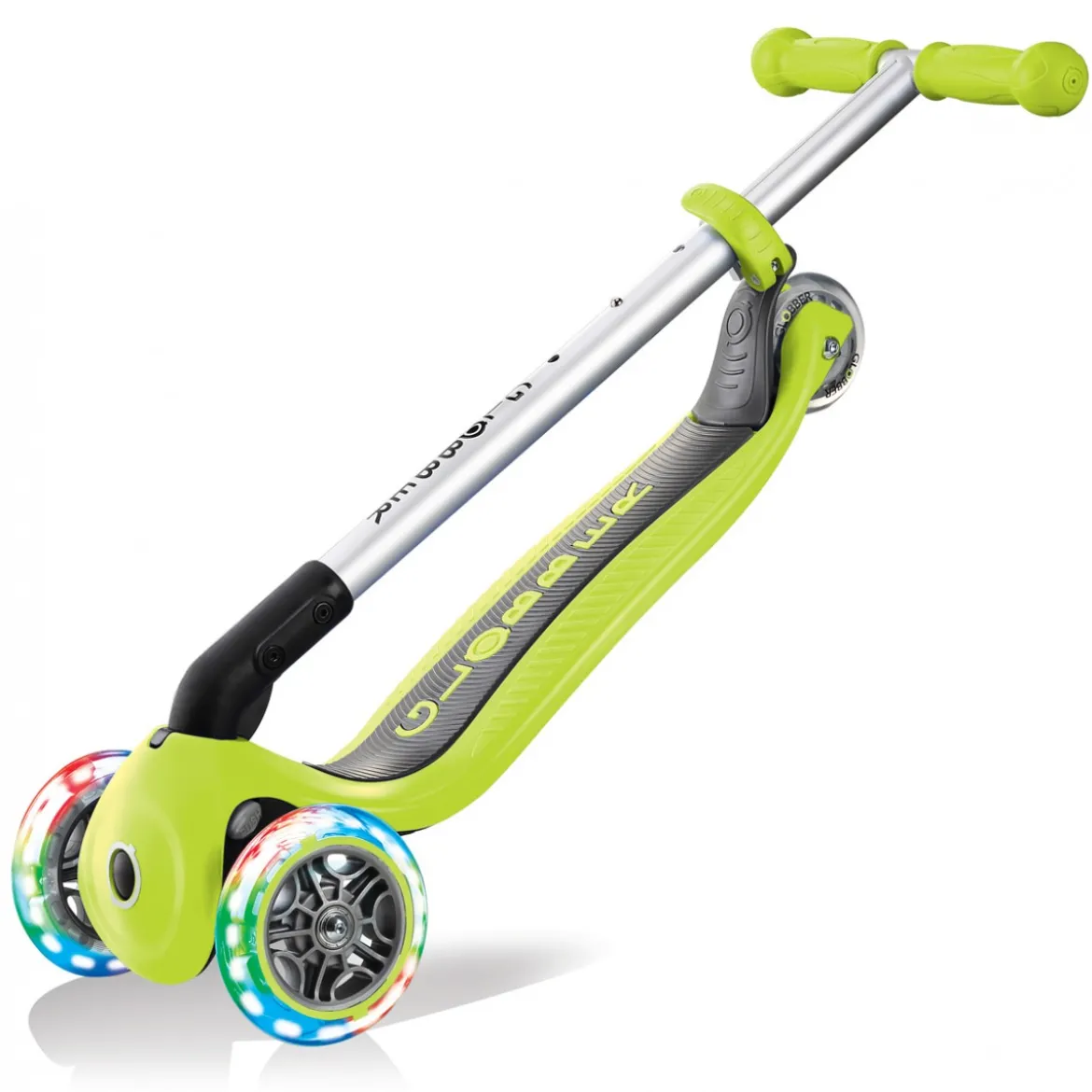 Monopattino Pieghevole con Luci Scooter Verde Lime Regolabile per Bambino