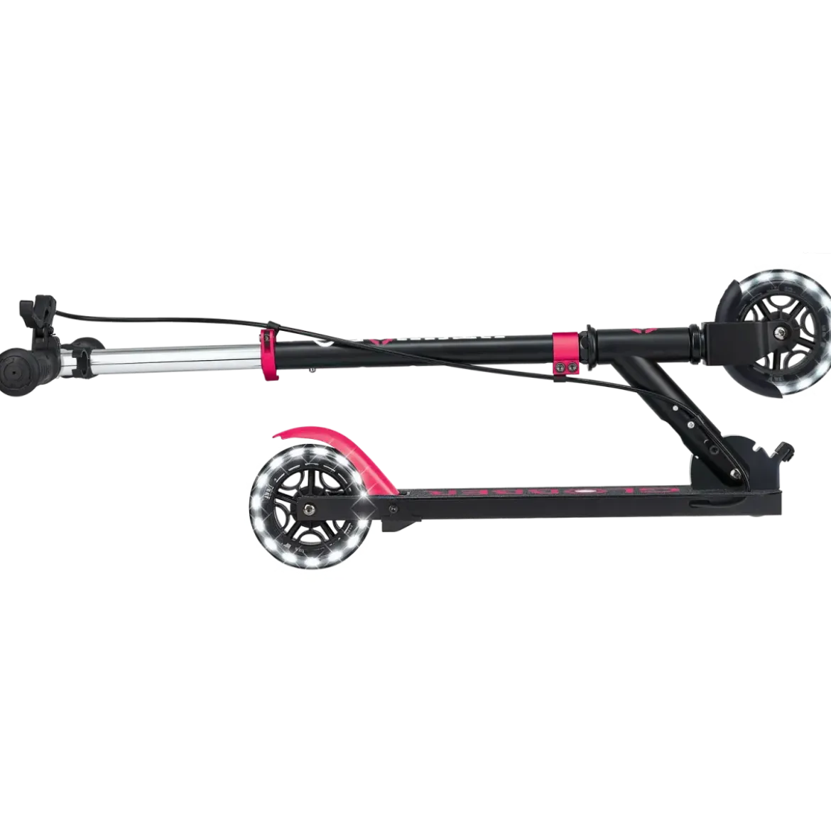 Monopattino Pieghevole per Bambini 2 Ruote Nero Rosa Luci Anteriori